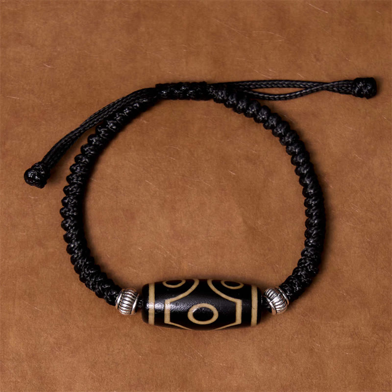 Fortune Jewel Tibetan Nine-Eye Dzi Bead Three-eyed Dzi Bead Wealth Protection Rope Bracelet