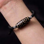 Fortune Jewel Tibetan Nine-Eye Dzi Bead Three-eyed Dzi Bead Wealth Protection Rope Bracelet