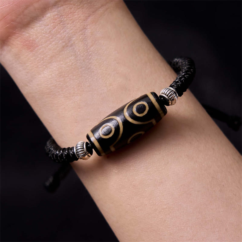 Fortune Jewel Tibetan Nine-Eye Dzi Bead Three-eyed Dzi Bead Wealth Protection Rope Bracelet