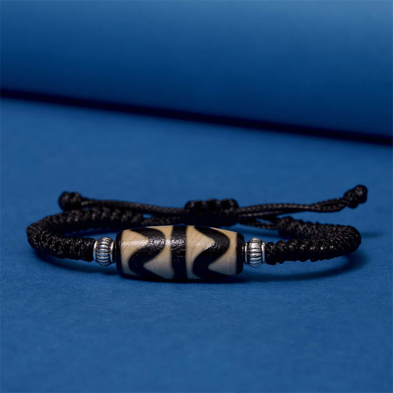 Fortune Jewel Tibetan Nine-Eye Dzi Bead Three-eyed Dzi Bead Wealth Protection Rope Bracelet
