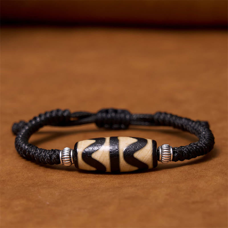 Fortune Jewel Tibetan Nine-Eye Dzi Bead Three-eyed Dzi Bead Wealth Protection Rope Bracelet