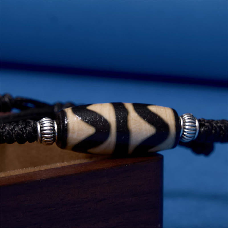 Fortune Jewel Tibetan Nine-Eye Dzi Bead Three-eyed Dzi Bead Wealth Protection Rope Bracelet