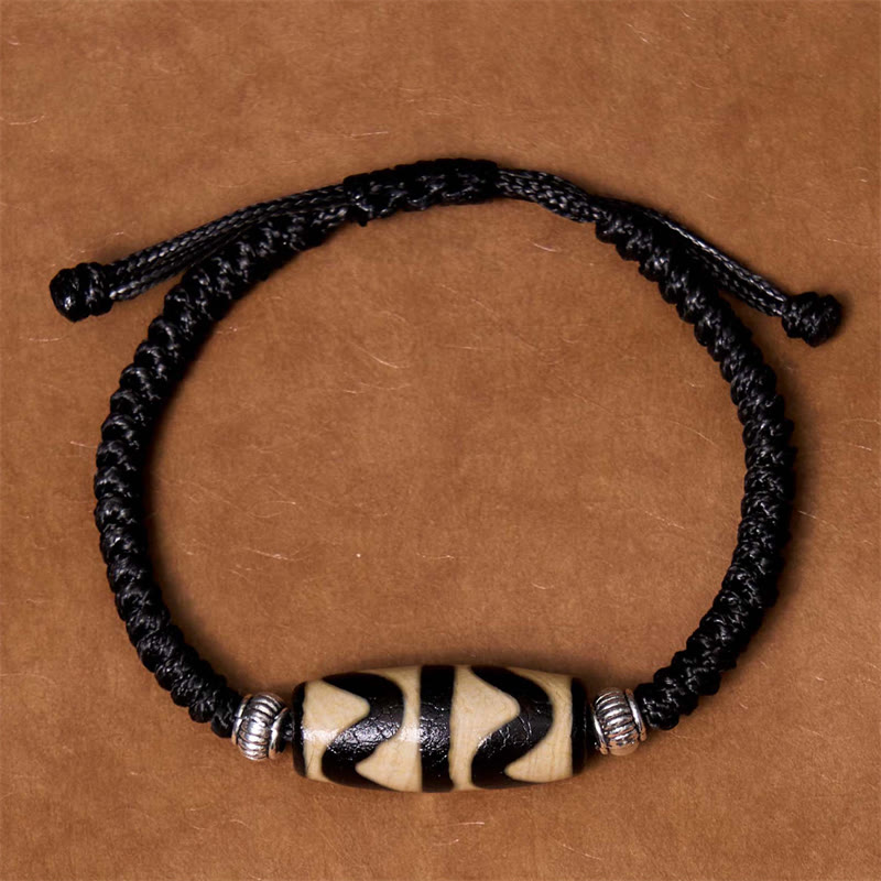 Fortune Jewel Tibetan Nine-Eye Dzi Bead Three-eyed Dzi Bead Wealth Protection Rope Bracelet