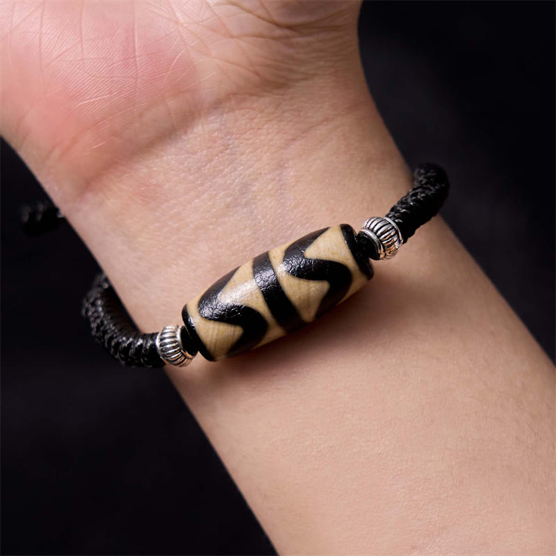 Fortune Jewel Tibetan Nine-Eye Dzi Bead Three-eyed Dzi Bead Wealth Protection Rope Bracelet