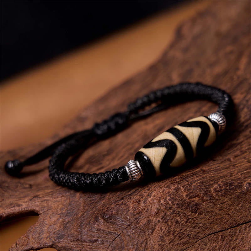 Fortune Jewel Tibetan Nine-Eye Dzi Bead Three-eyed Dzi Bead Wealth Protection Rope Bracelet