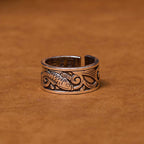 Fortune Jewel Koi Fish Heart Sutra Carved Design Luck Wealth Ring