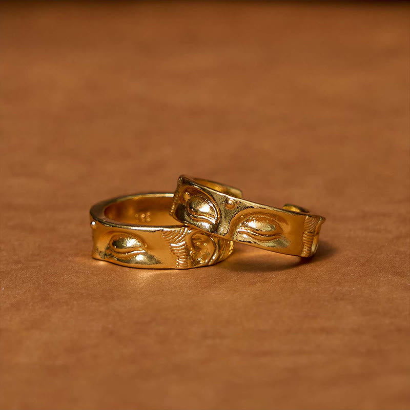 Fortune Jewel Golden Meditation Buddha Serenity Copper Adjustable Ring Fortune Jewel