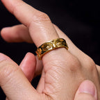Fortune Jewel Golden Meditation Buddha Serenity Copper Adjustable Ring Fortune Jewel