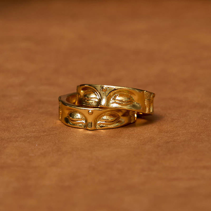 Fortune Jewel Golden Meditation Buddha Serenity Copper Adjustable Ring Fortune Jewel