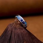 Fortune Jewel Blue Auspicious Clouds Pattern Wealth Copper Adjustable Ring