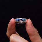 Fortune Jewel Blue Auspicious Clouds Pattern Wealth Copper Adjustable Ring