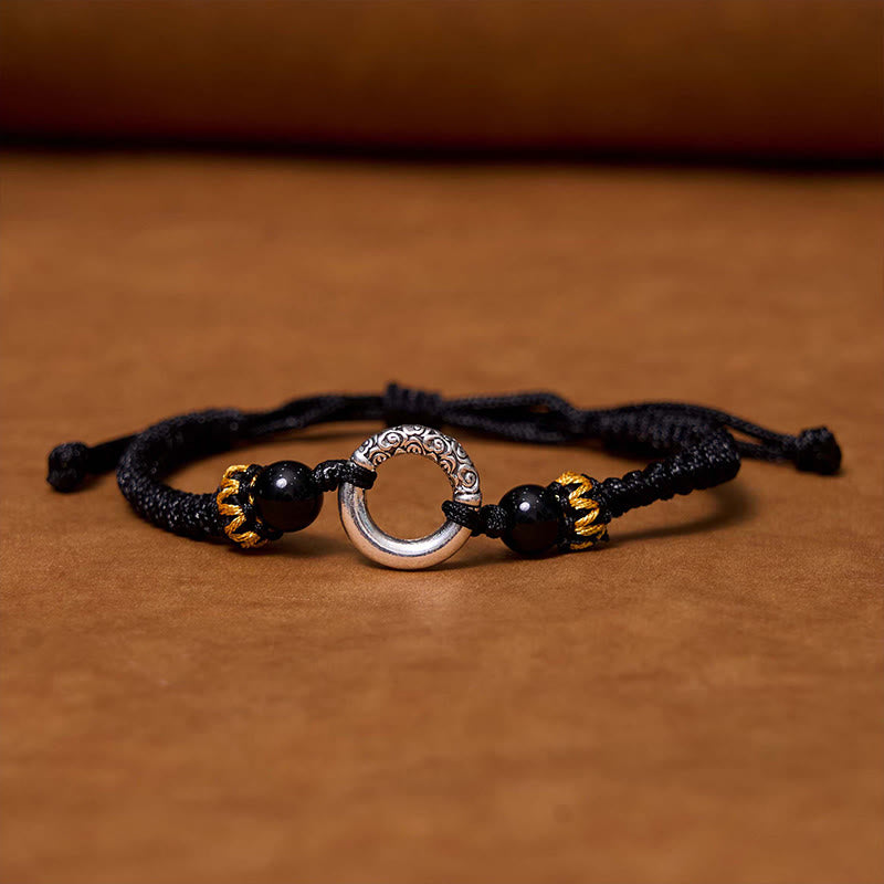 Fortune Jewel 925 Sterling Silver Plated Copper Peace Buckle Protection Braided String Bracelet