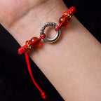 Fortune Jewel 925 Sterling Silver Plated Copper Peace Buckle Protection Braided String Bracelet