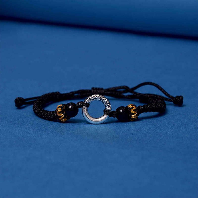Fortune Jewel 925 Sterling Silver Plated Copper Peace Buckle Protection Braided String Bracelet