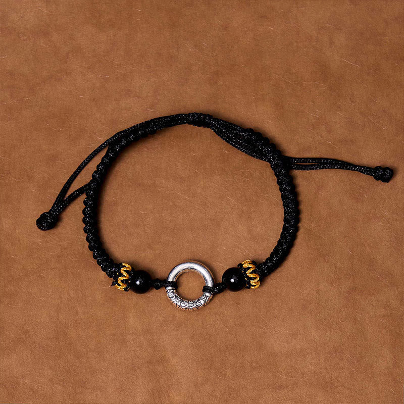 Fortune Jewel 925 Sterling Silver Plated Copper Peace Buckle Protection Braided String Bracelet