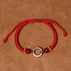 Fortune Jewel 925 Sterling Silver Plated Copper Peace Buckle Protection Braided String Bracelet