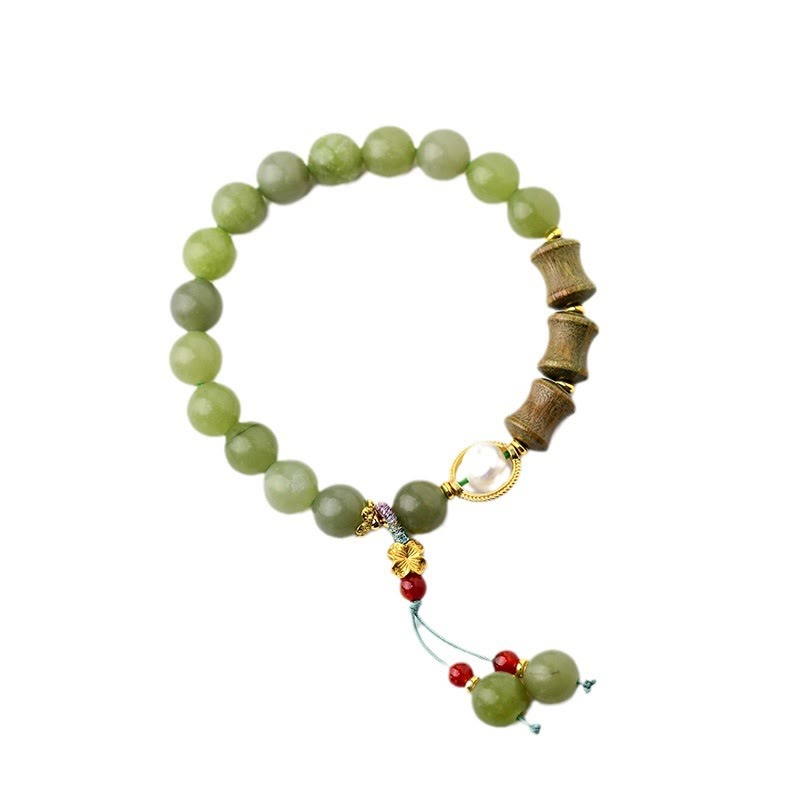 Fortune Jewel Jade Sandalwood Bamboo Pearl Prosperity Bracelet