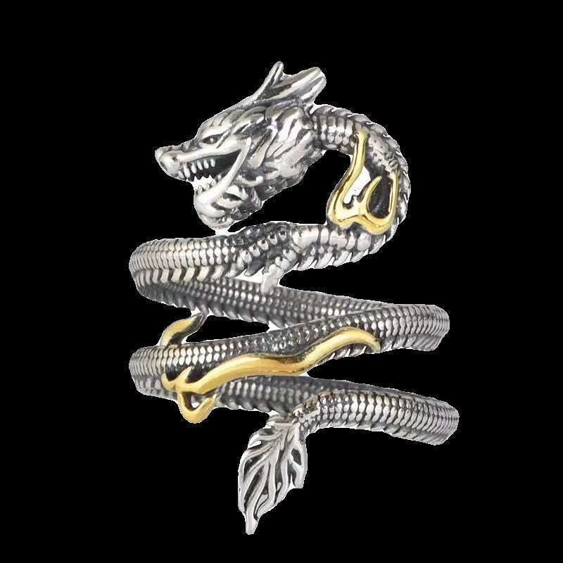 Fortune Jewel Vintage Dragon Pattern Protection Ring