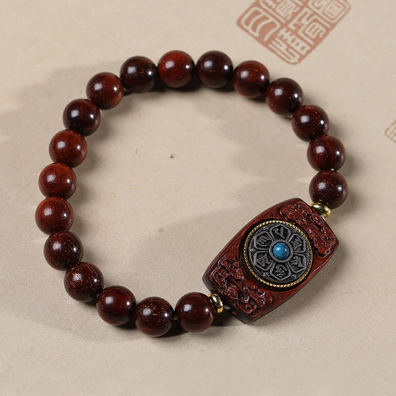 Fortune Jewel Small Leaf Red Sandalwood Green Sandalwood Six True Words Peace Bracelet