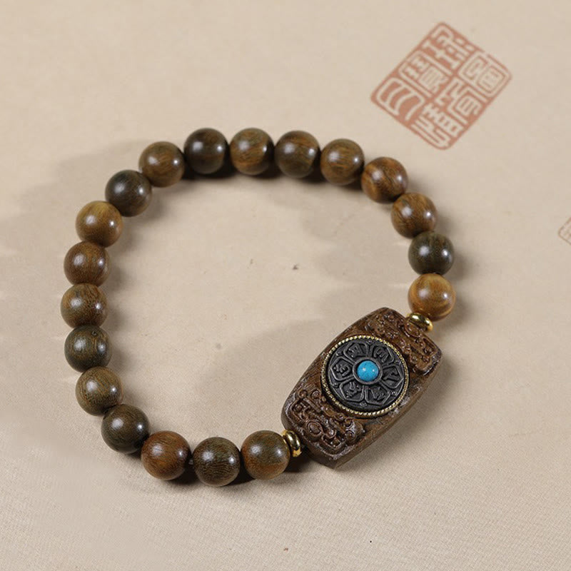 Fortune Jewel Small Leaf Red Sandalwood Green Sandalwood Six True Words Peace Bracelet