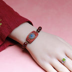 Fortune Jewel Small Leaf Red Sandalwood Green Sandalwood Six True Words Peace Bracelet