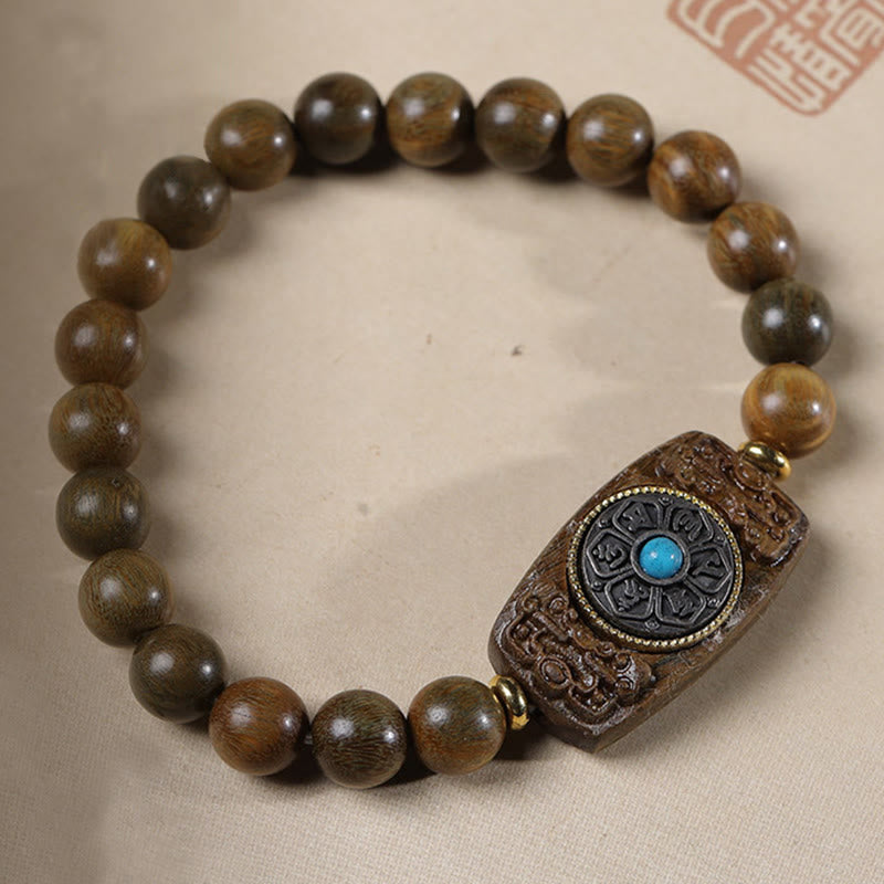 Fortune Jewel Small Leaf Red Sandalwood Green Sandalwood Six True Words Peace Bracelet