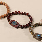 Fortune Jewel Small Leaf Red Sandalwood Green Sandalwood Six True Words Peace Bracelet