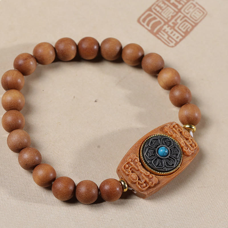 Fortune Jewel Small Leaf Red Sandalwood Green Sandalwood Six True Words Peace Bracelet