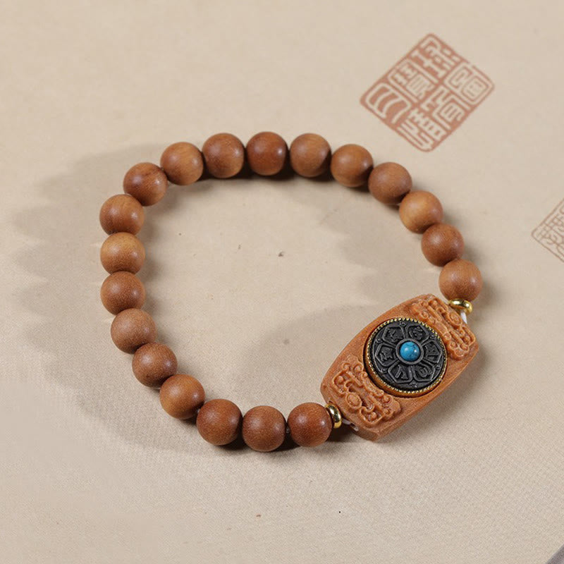 Fortune Jewel Small Leaf Red Sandalwood Green Sandalwood Six True Words Peace Bracelet