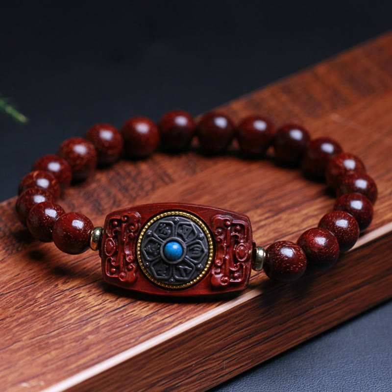 Fortune Jewel Small Leaf Red Sandalwood Green Sandalwood Six True Words Peace Bracelet