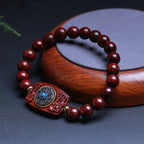 Fortune Jewel Small Leaf Red Sandalwood Green Sandalwood Six True Words Peace Bracelet