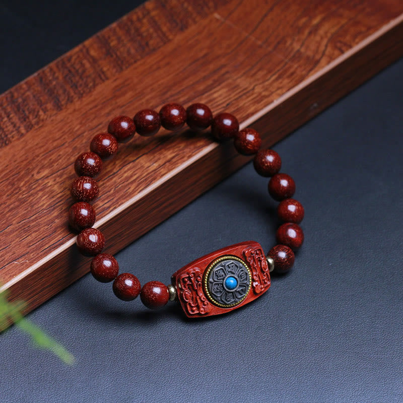 Fortune Jewel Small Leaf Red Sandalwood Green Sandalwood Six True Words Peace Bracelet