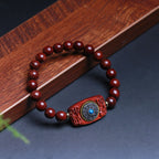 Fortune Jewel Small Leaf Red Sandalwood Green Sandalwood Six True Words Peace Bracelet