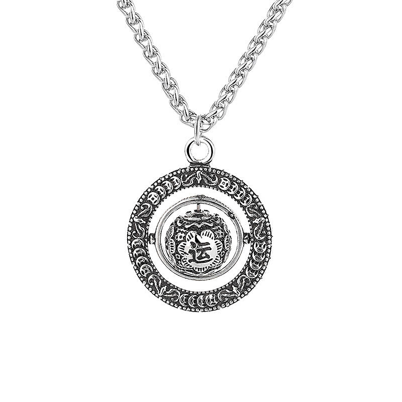 Fortune Jewel One's Luck Improves Design Pattern Copper Rotatable Necklace Pendant
