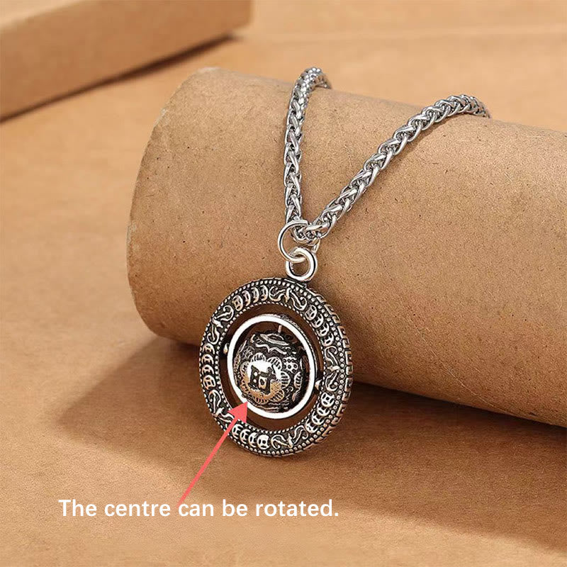 Fortune Jewel One's Luck Improves Design Pattern Copper Rotatable Necklace Pendant