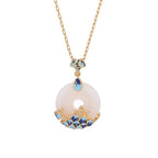 Fortune Jewel White Jade Peace Buckle Mountains And Sea Luck Necklace Pendant