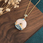 Fortune Jewel White Jade Peace Buckle Mountains And Sea Luck Necklace Pendant