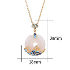 Fortune Jewel White Jade Peace Buckle Mountains And Sea Luck Necklace Pendant