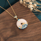 Fortune Jewel White Jade Peace Buckle Mountains And Sea Luck Necklace Pendant