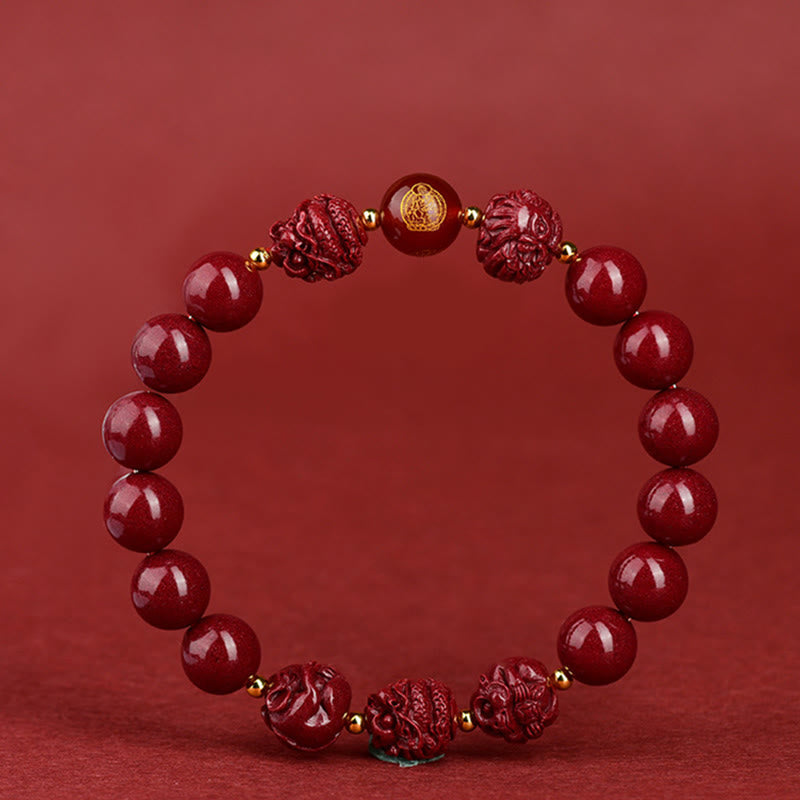 Fortune Jewel Chinese Zodiac Cinnabar Keep Away Evil Spirits Blessing Bracelet
