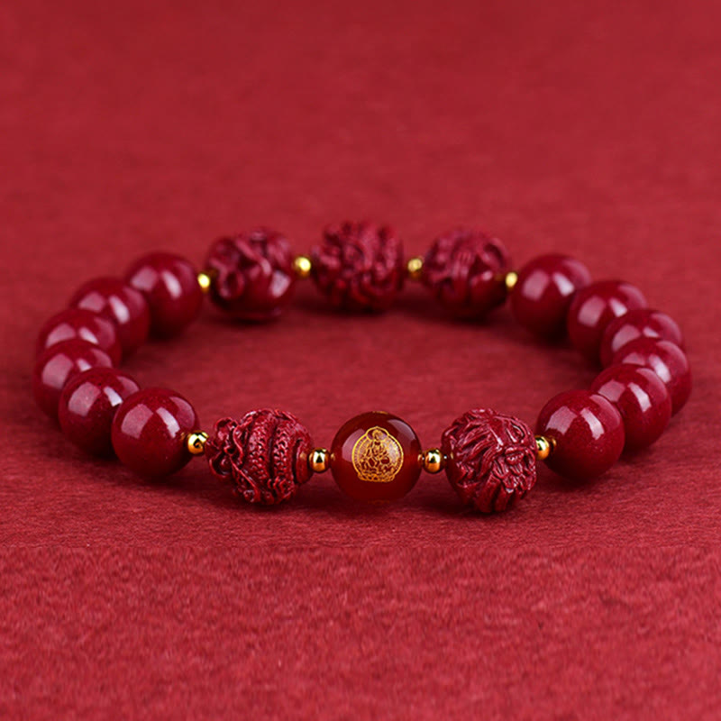Fortune Jewel Chinese Zodiac Cinnabar Keep Away Evil Spirits Blessing Bracelet