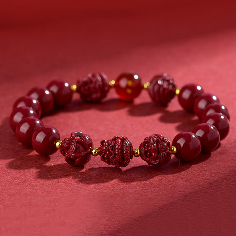 Fortune Jewel Chinese Zodiac Cinnabar Keep Away Evil Spirits Blessing Bracelet