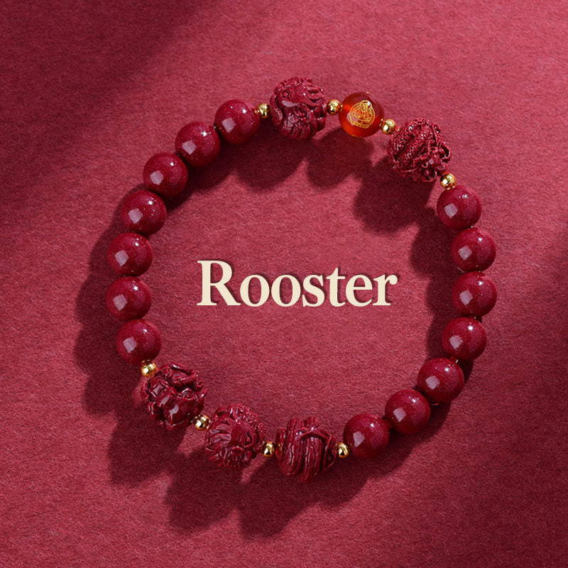 Fortune Jewel Chinese Zodiac Cinnabar Keep Away Evil Spirits Blessing Bracelet