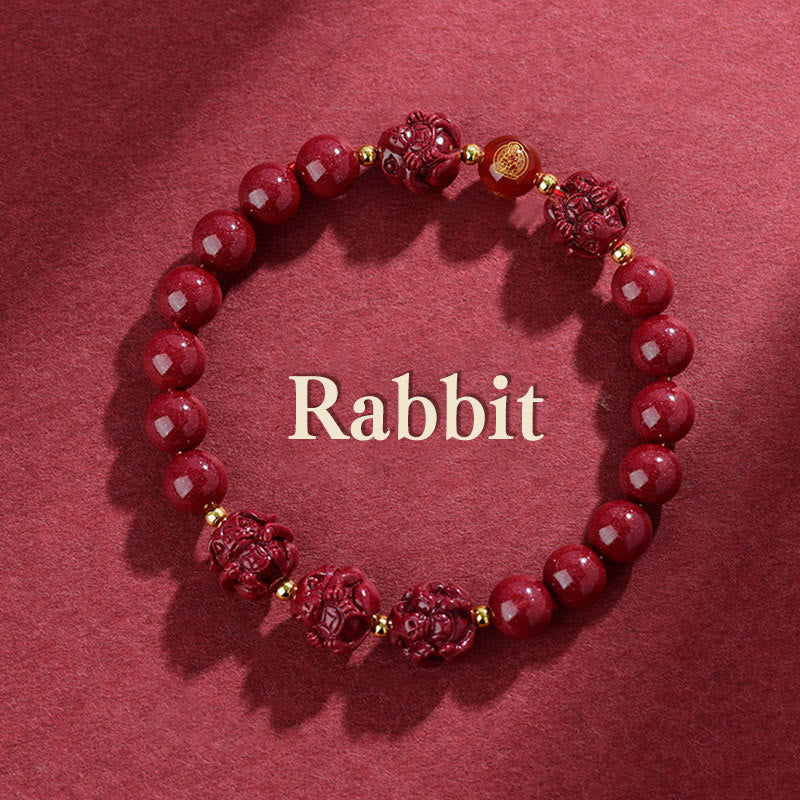Fortune Jewel Chinese Zodiac Cinnabar Keep Away Evil Spirits Blessing Bracelet