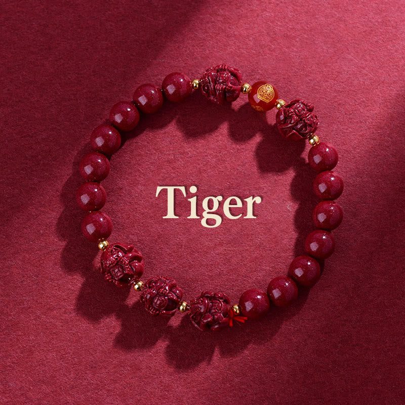 Fortune Jewel Chinese Zodiac Cinnabar Keep Away Evil Spirits Blessing Bracelet