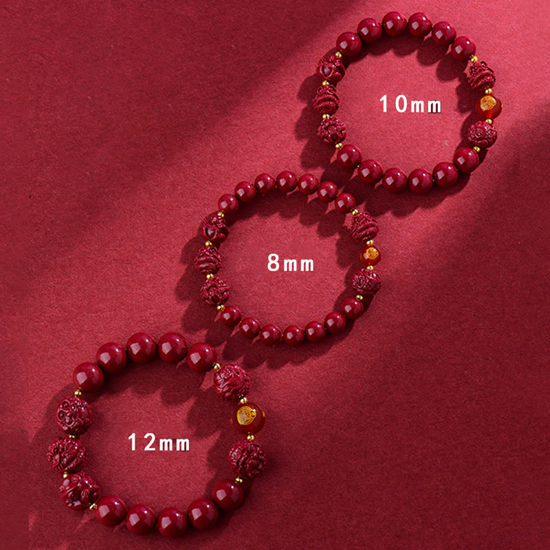 Fortune Jewel Chinese Zodiac Cinnabar Keep Away Evil Spirits Blessing Bracelet