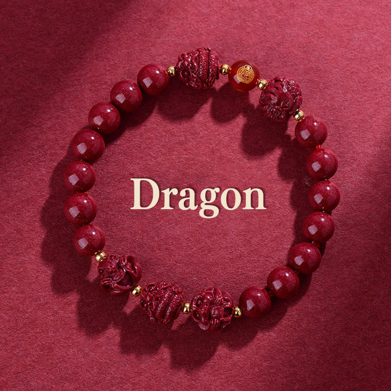 Fortune Jewel Chinese Zodiac Cinnabar Keep Away Evil Spirits Blessing Bracelet