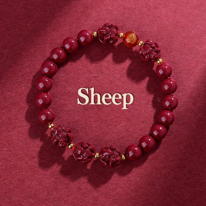 Fortune Jewel Chinese Zodiac Cinnabar Keep Away Evil Spirits Blessing Bracelet