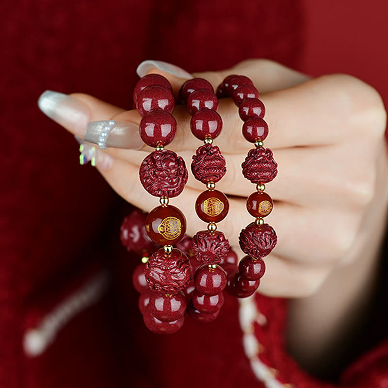 Fortune Jewel Chinese Zodiac Cinnabar Keep Away Evil Spirits Blessing Bracelet