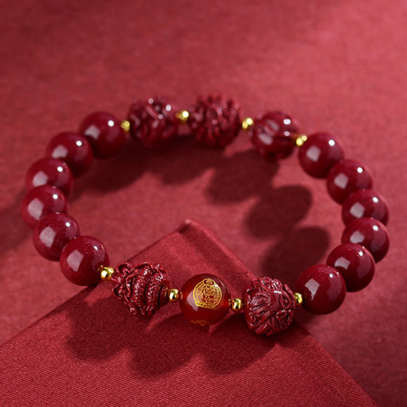 Fortune Jewel Chinese Zodiac Cinnabar Keep Away Evil Spirits Blessing Bracelet